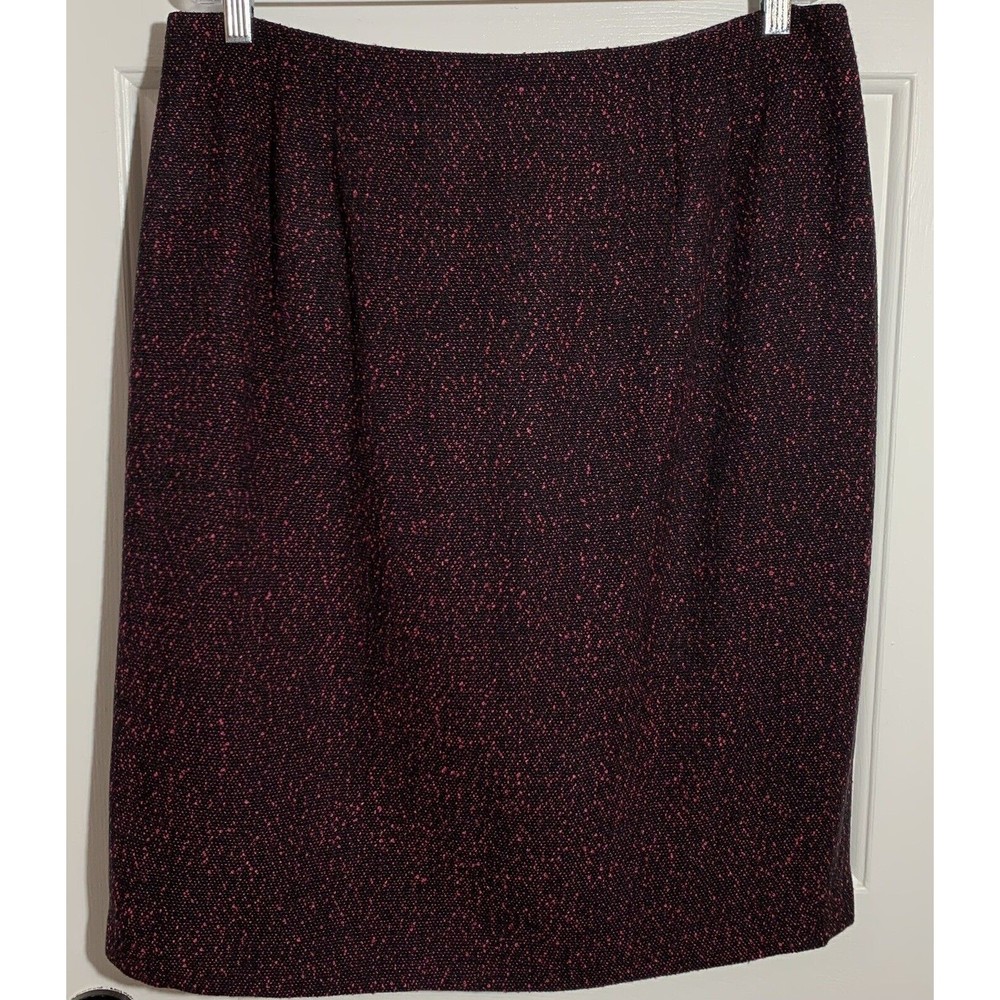 Oleg Cassini Vintage Women's Size 16 Lined Red & Black Tweed Pencil Skirt
